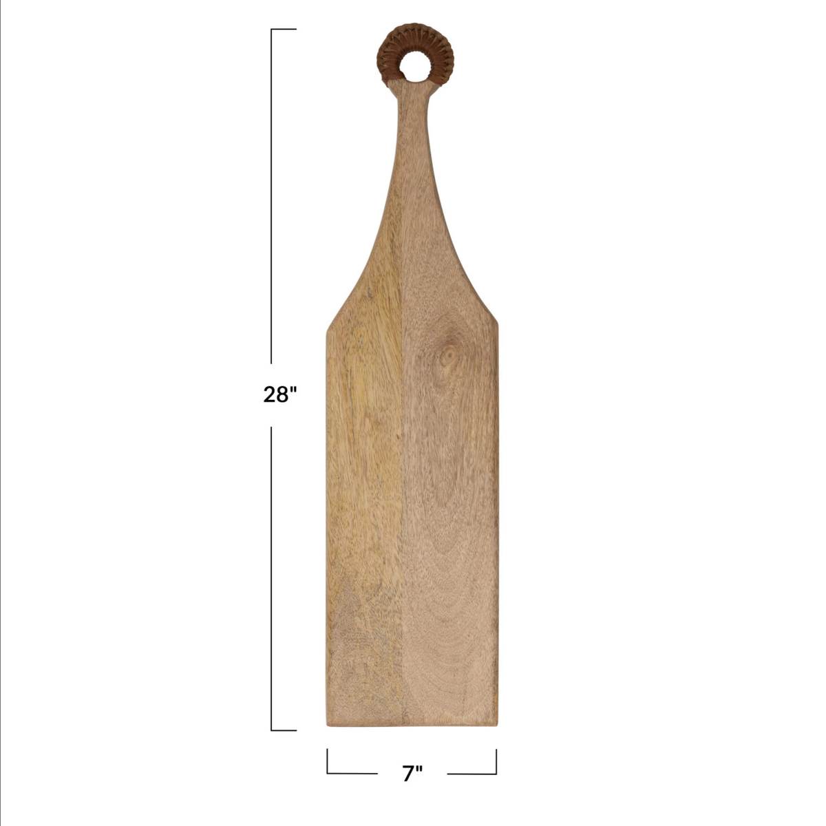 Mango Wood Cheese/Cutting Board w/ Braided Leather Handle - Large — alternate view 2
