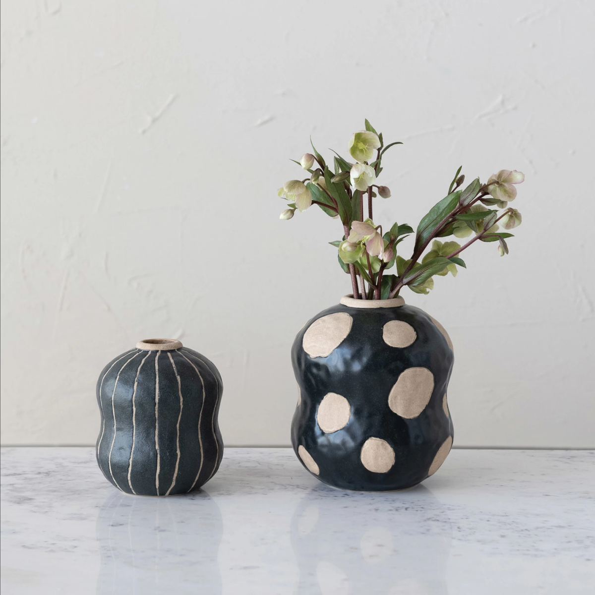 Stoneware Vase w/ Wax Relief Stripes — alternate view 2