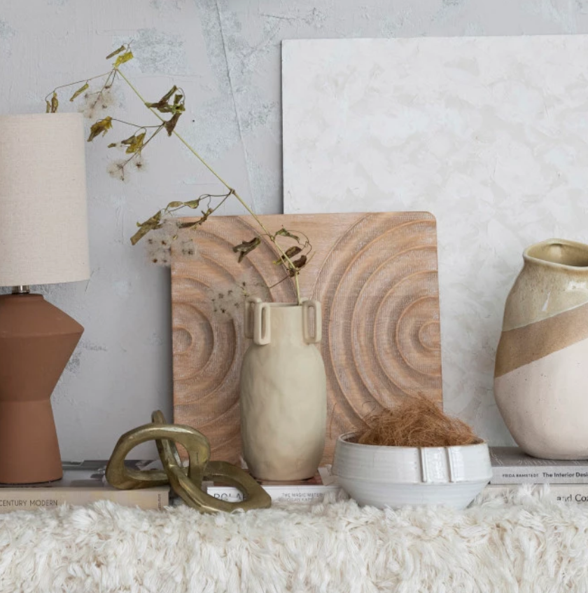 Stoneware Vase, Sand Finish, Cream Color — alternate view 2