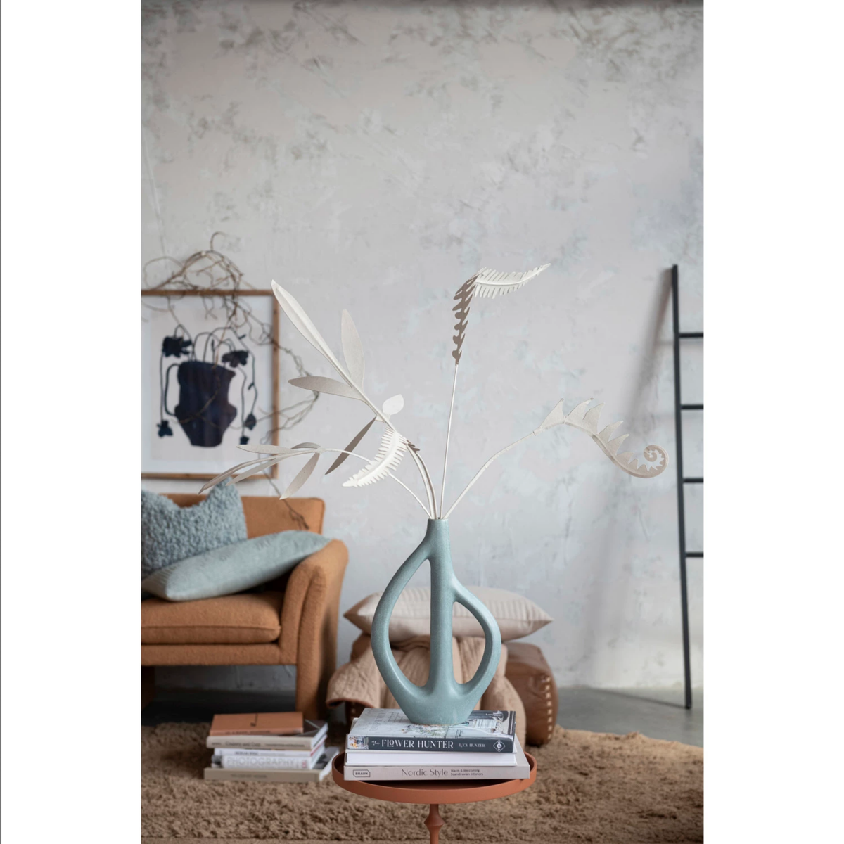 Stoneware Sculptural Vase, Matte Blue — alternate view 2