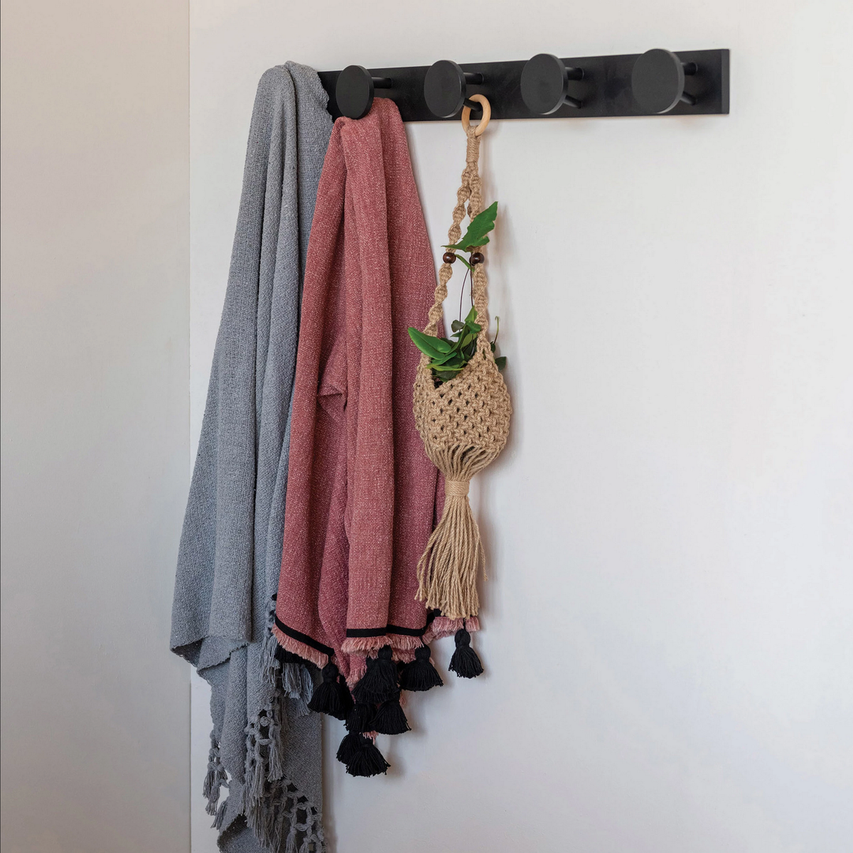 Black Rubberwood Wall Hook — alternate view 2