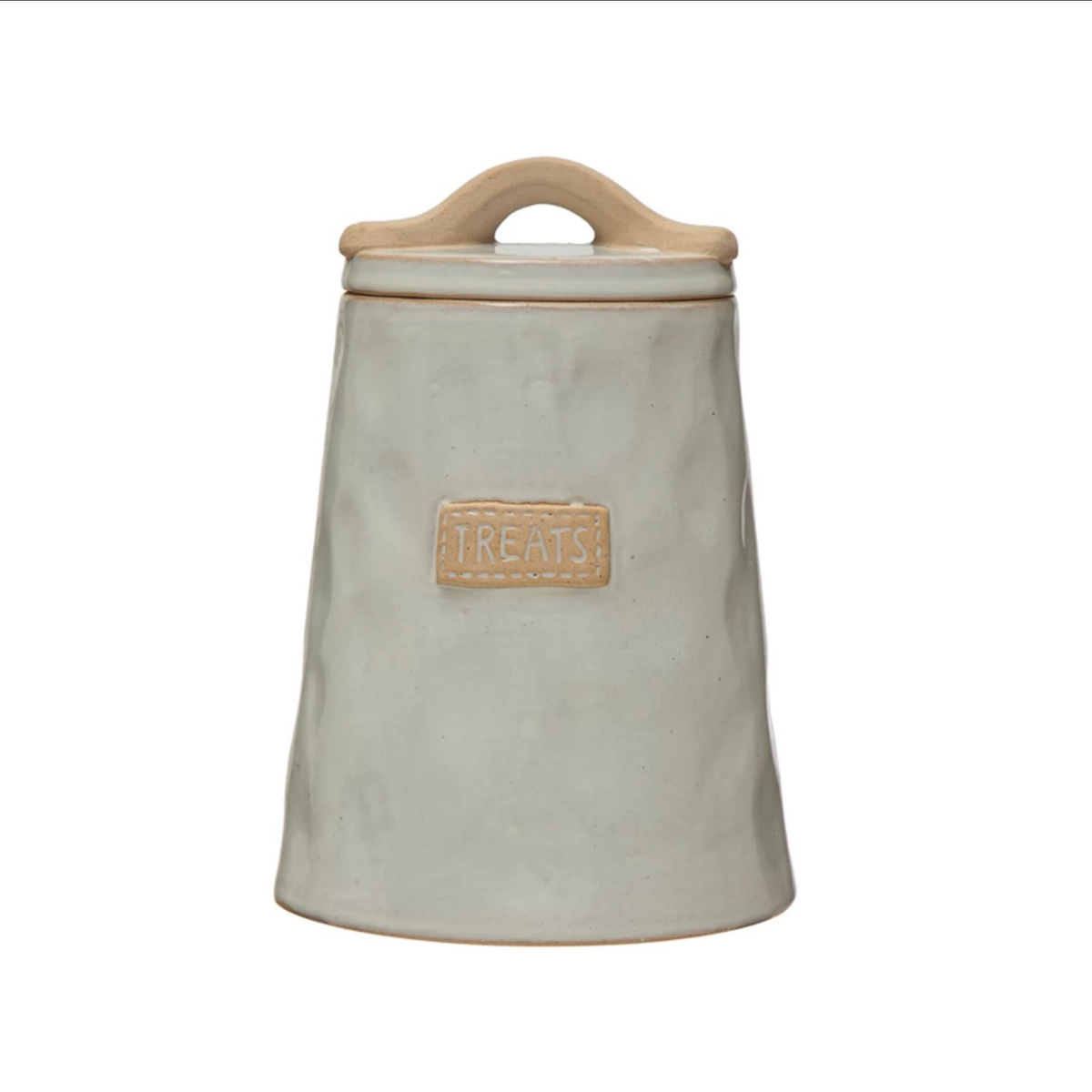 Stoneware Pet "Treats" Canister, White & Natural — alternate view 2