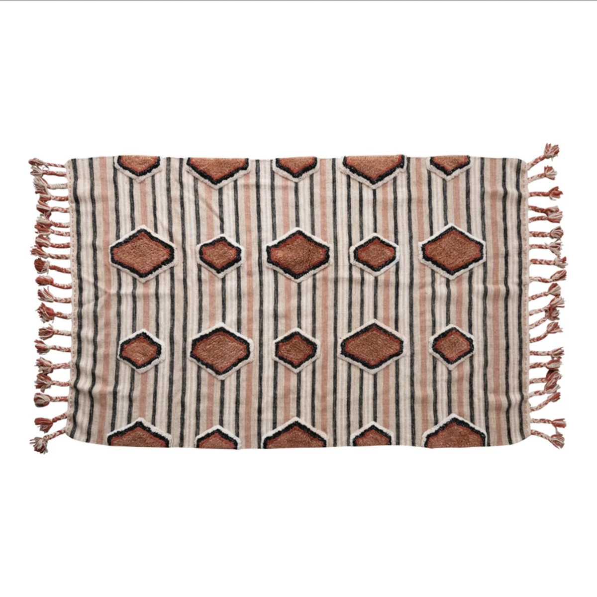 Cotton Tufted Kilim Rug with Braided Tassels — alternate view 3