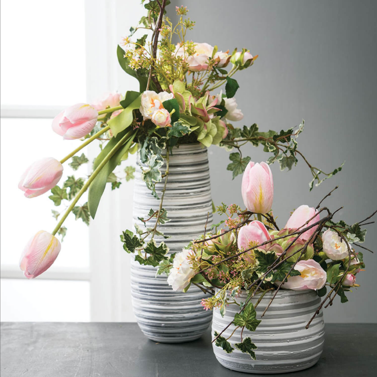 Gray Striped Vase — alternate view 3