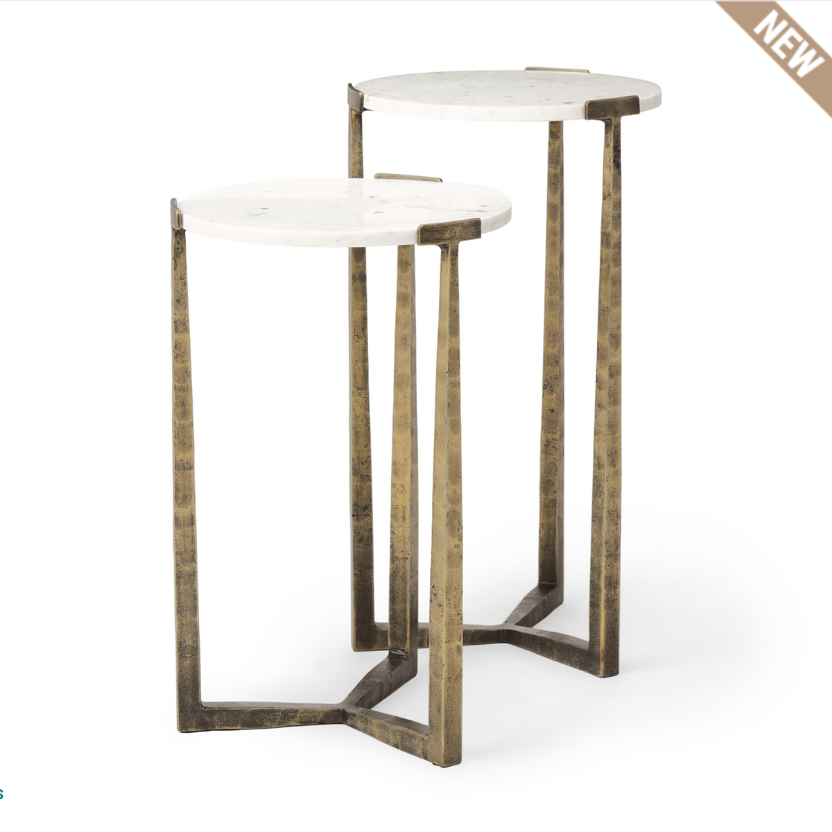 Atticus Marble and Antiqued Gold Metal Nesting Accent Tables (Set of 2) — alternate view 10