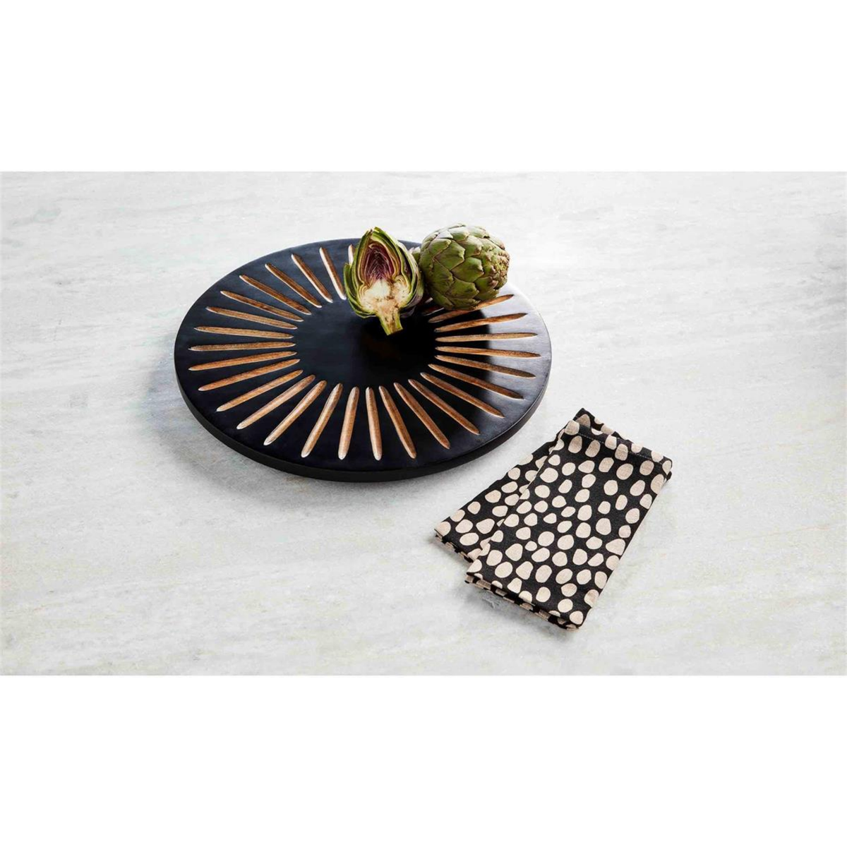 Carved Black Lazy Susan — alternate view 2