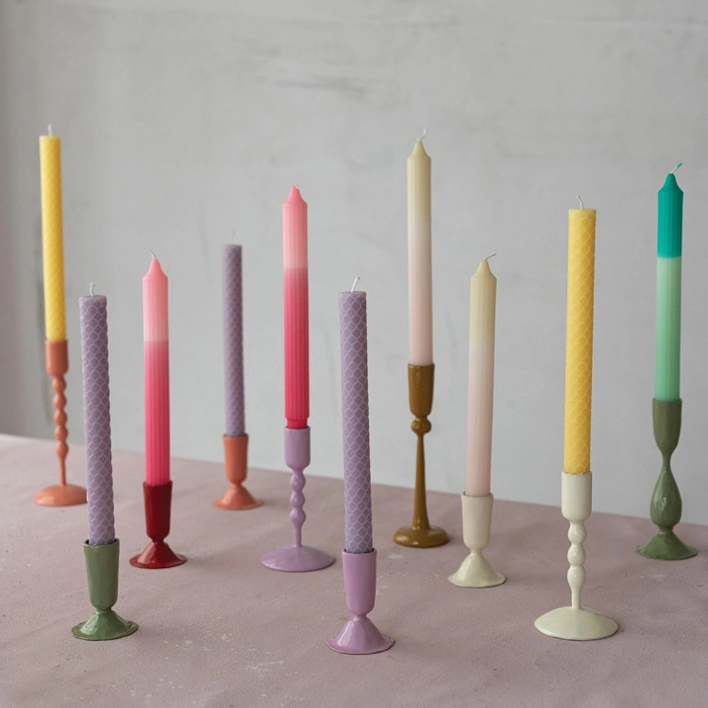 Set of 2 Honeycomb Taper Candles - Yellow — alternate view 2