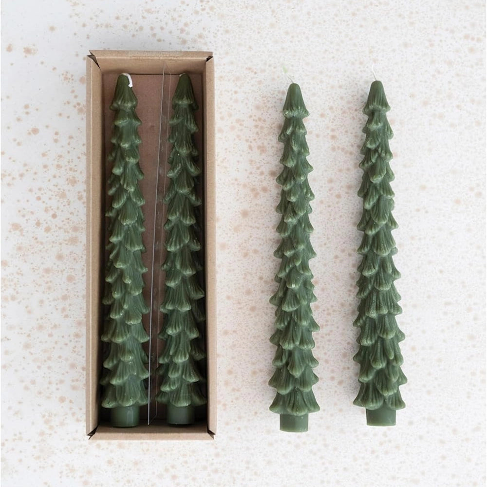 Set of 2 Unscented Tree Shaped Taper Candles