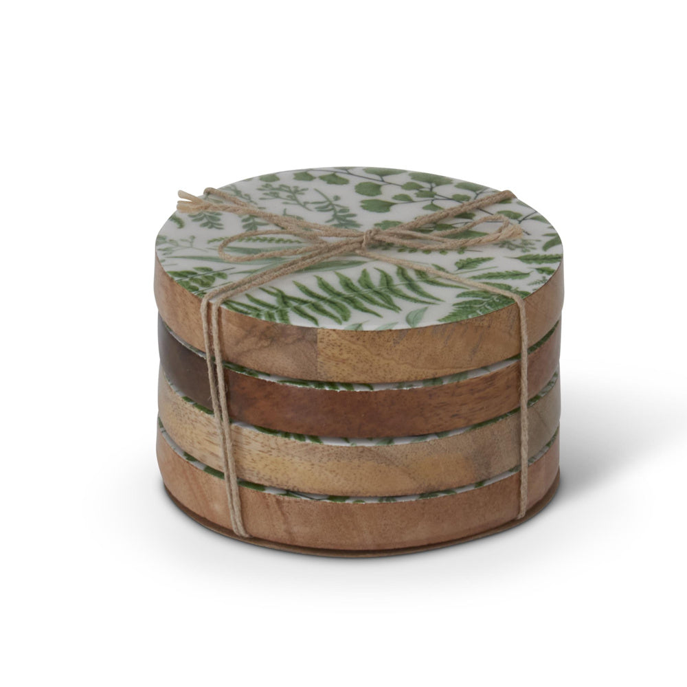 Set of 4 Fern Enameled Wood Coasters — alternate view 2