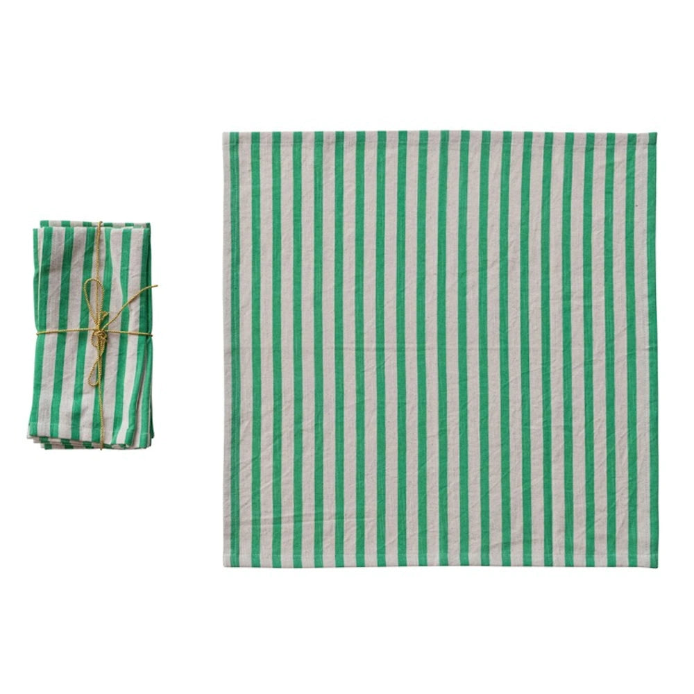 Set of 4 Square Cotton Printed Napkins with Stripes — alternate view 3