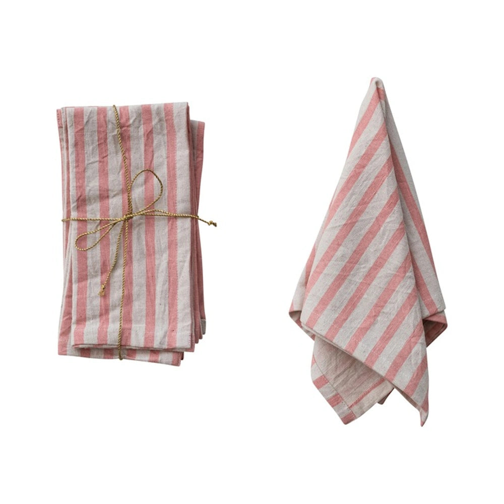 Set of 4 Square Cotton Printed Napkins with Stripes — alternate view 2
