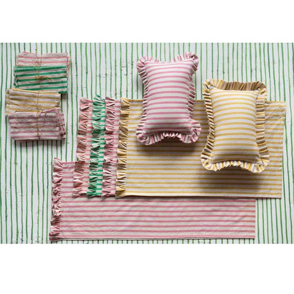 Set of 4 Square Cotton Printed Napkins with Stripes — alternate view 9