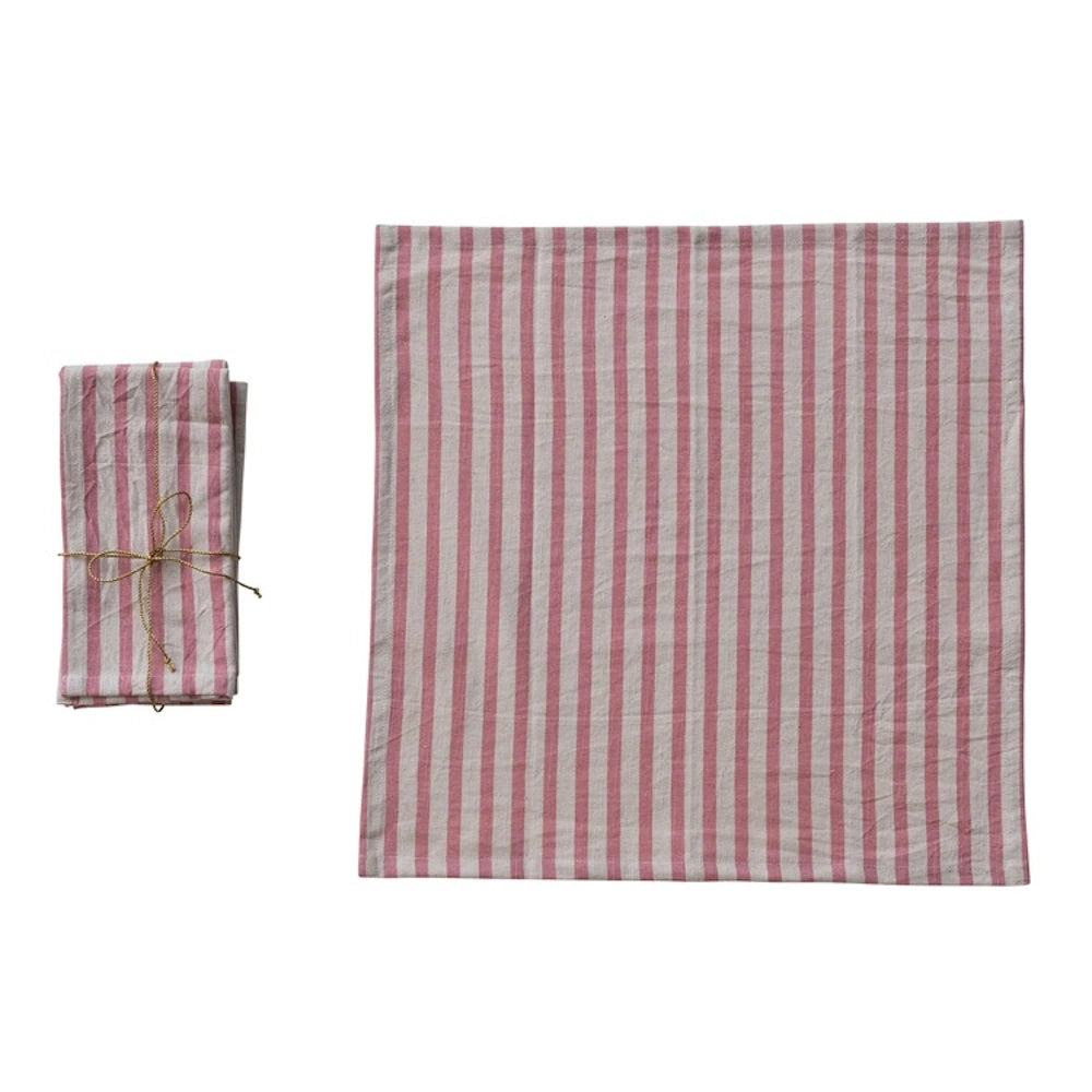 Set of 4 Square Cotton Printed Napkins with Stripes — alternate view 4