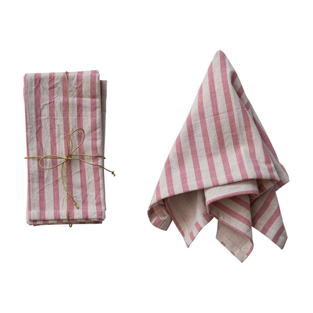 Set of 4 Square Cotton Printed Napkins with Stripes — alternate view 5