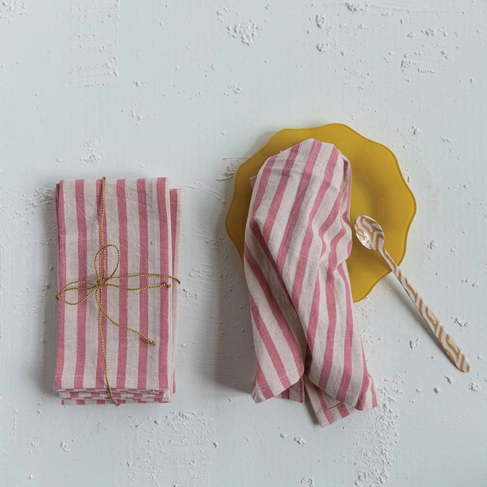 Set of 4 Square Cotton Printed Napkins with Stripes — alternate view 6