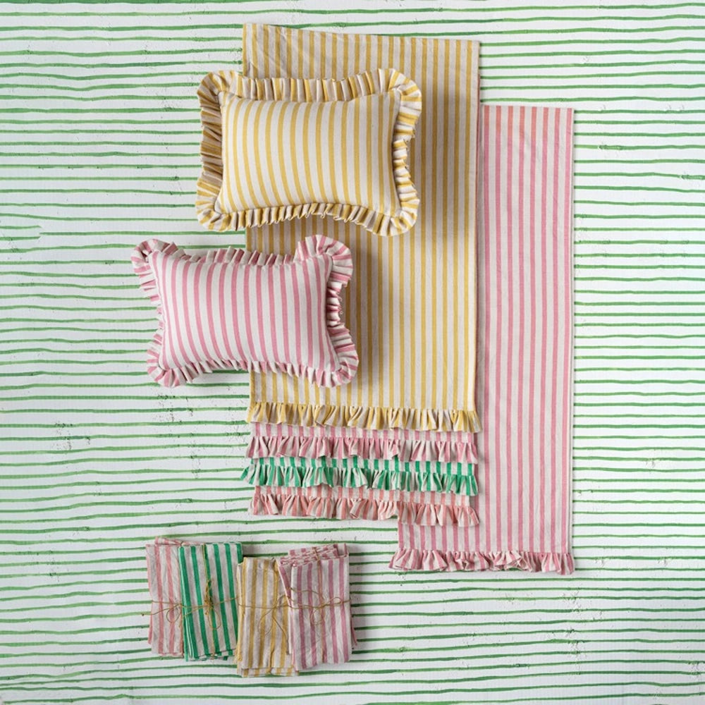 Set of 4 Square Cotton Printed Napkins with Stripes — alternate view 10
