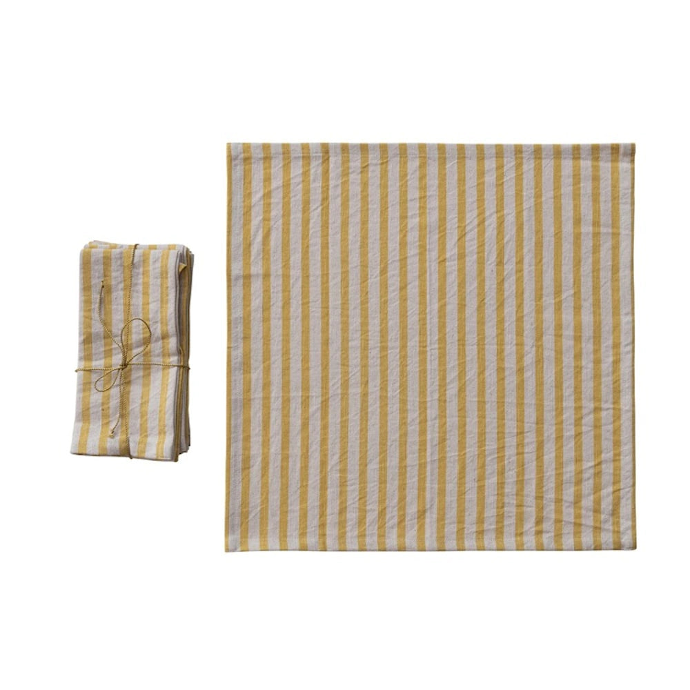 Set of 4 Square Cotton Printed Napkins with Stripes — alternate view 7