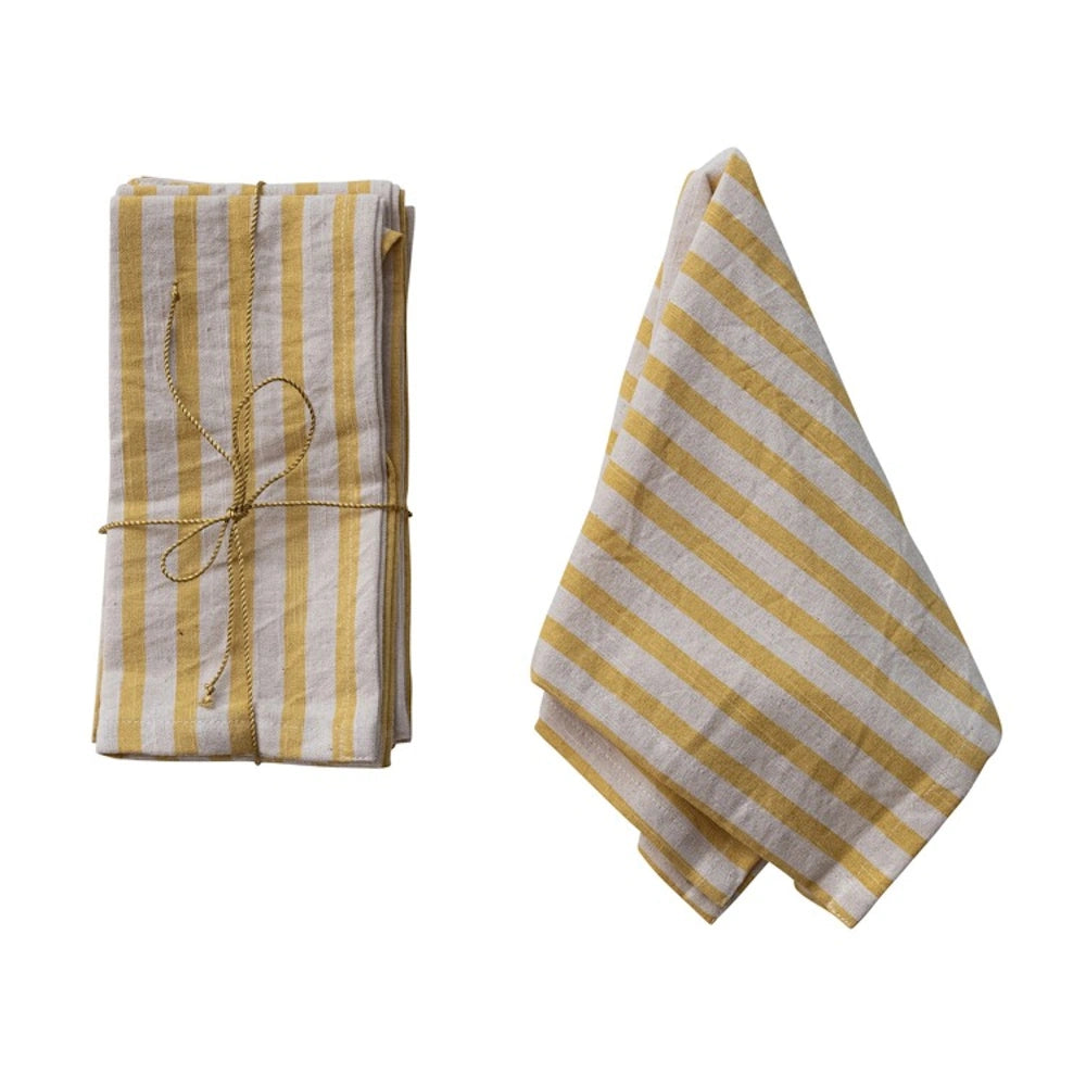 Set of 4 Square Cotton Printed Napkins with Stripes — alternate view 8
