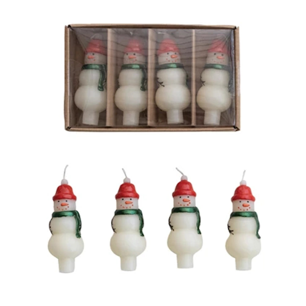 Set of 4 Unscented Snowman Shaped Bottle Taper Candles — alternate view 2