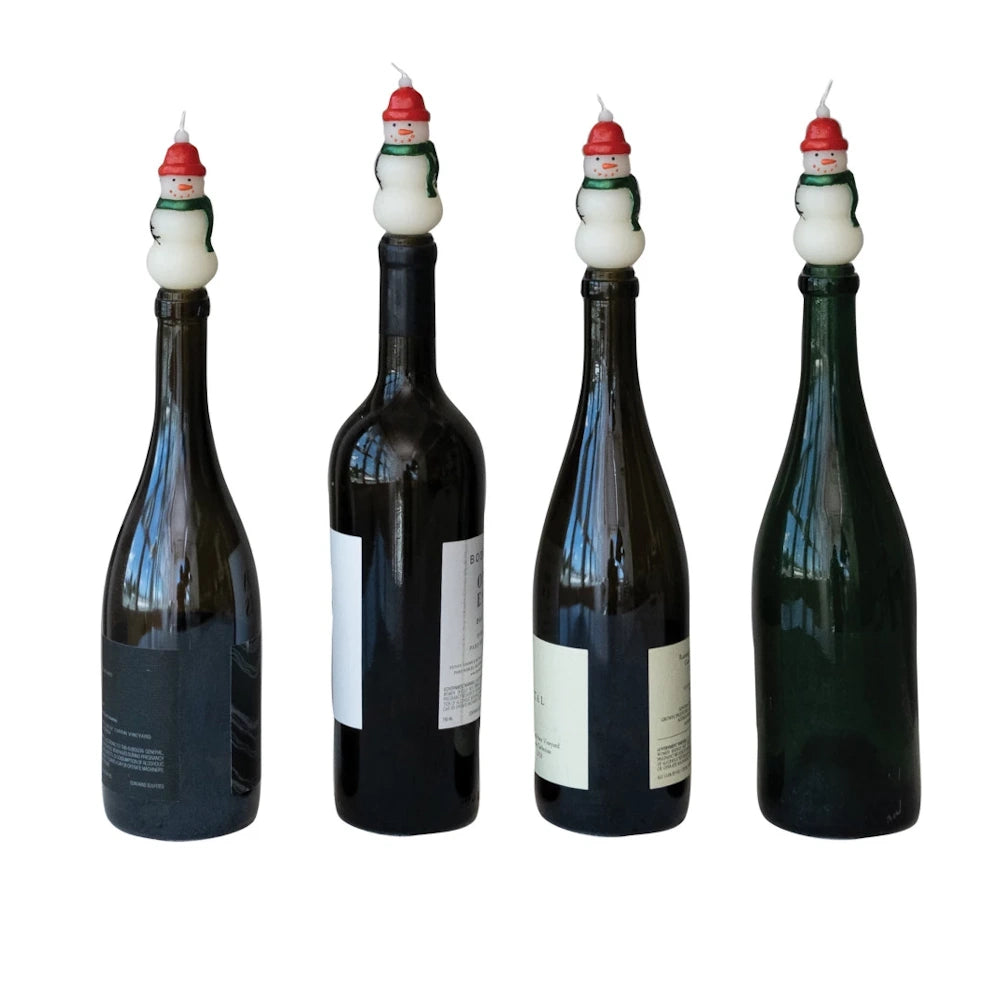 Set of 4 Unscented Snowman Shaped Bottle Taper Candles — alternate view 3