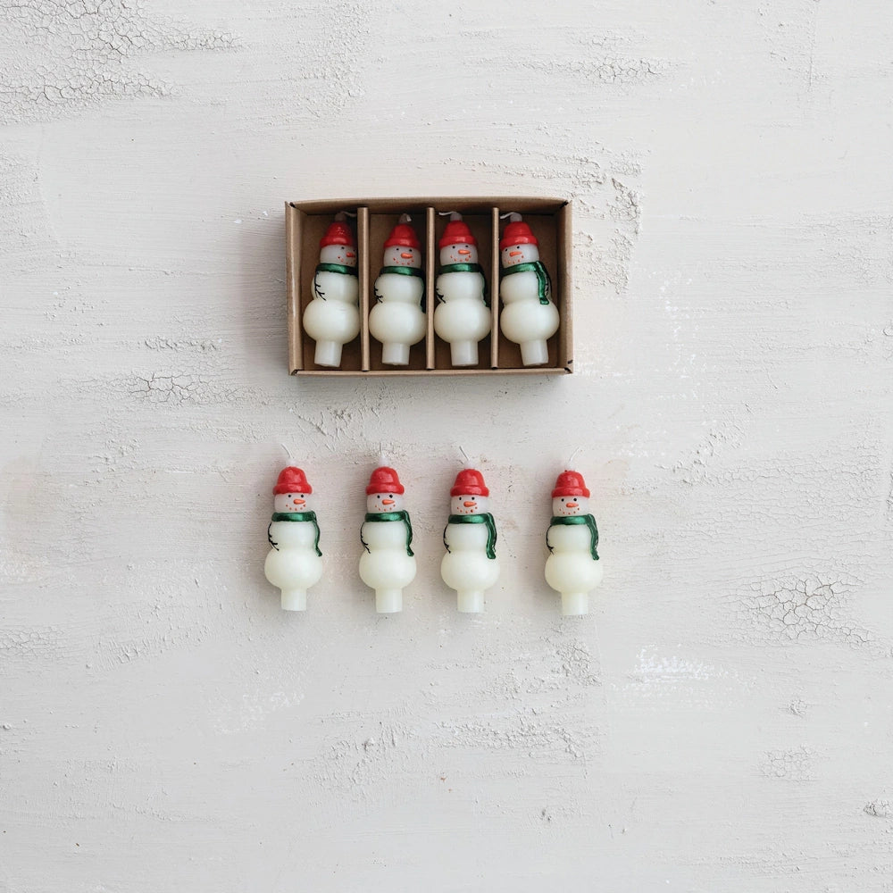 Set of 4 Unscented Snowman Shaped Bottle Taper Candles — alternate view 4