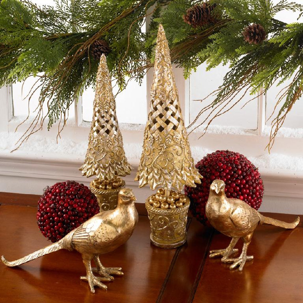 Set of 2 Gold Resin Pheasants — alternate view 3