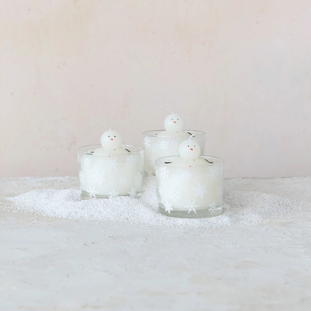 Unscented Snowman Filled Candle in Glass Vessel — alternate view 4