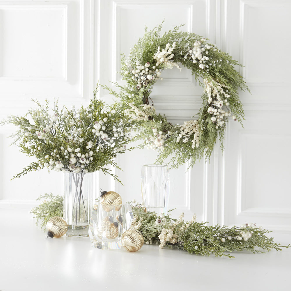 Snowy Cypress Pine Spray with Pearls — alternate view 2