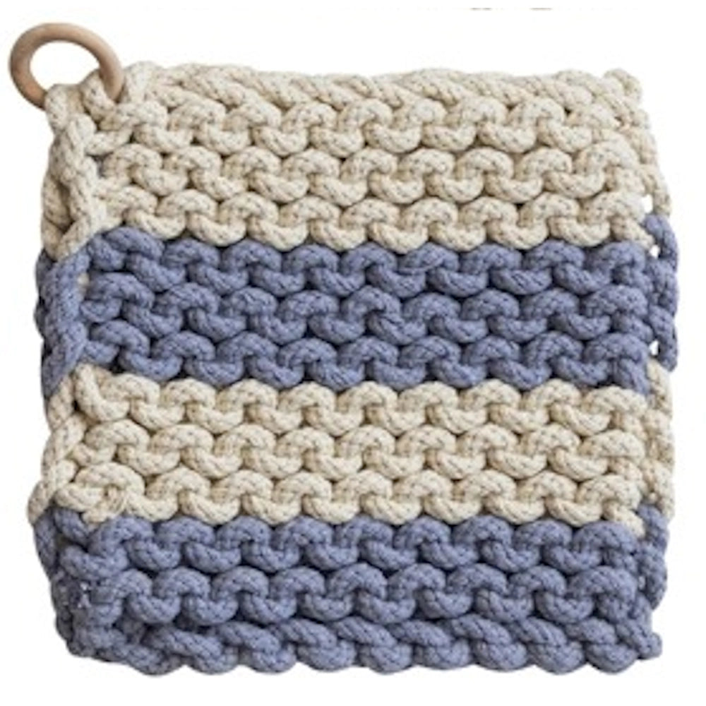 Square Crocheted Pot Holder with Wood Ring — alternate view 6