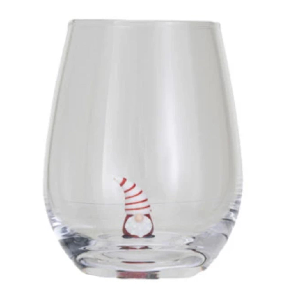 Stemless Wine Glass with Holiday Figure — alternate view 9