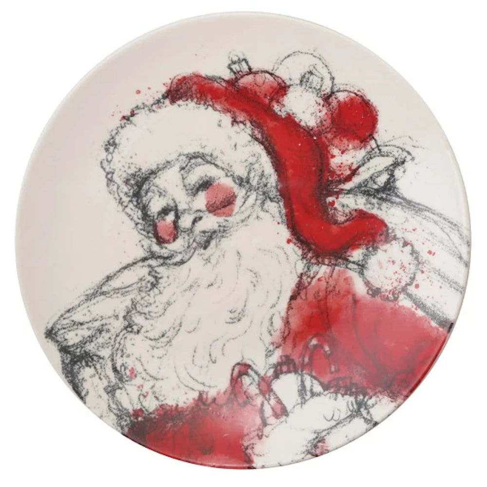 Stoneware Plates with Santa Image — alternate view 5