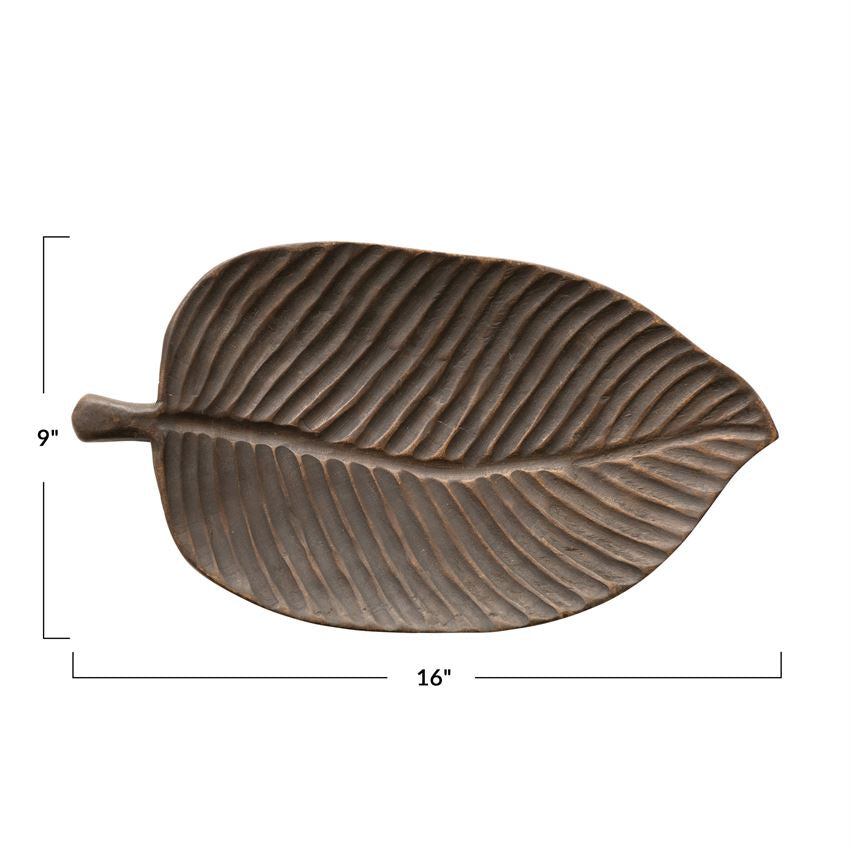Decorative Hand-Carved Mango Wood Leaf Tray — alternate view 4