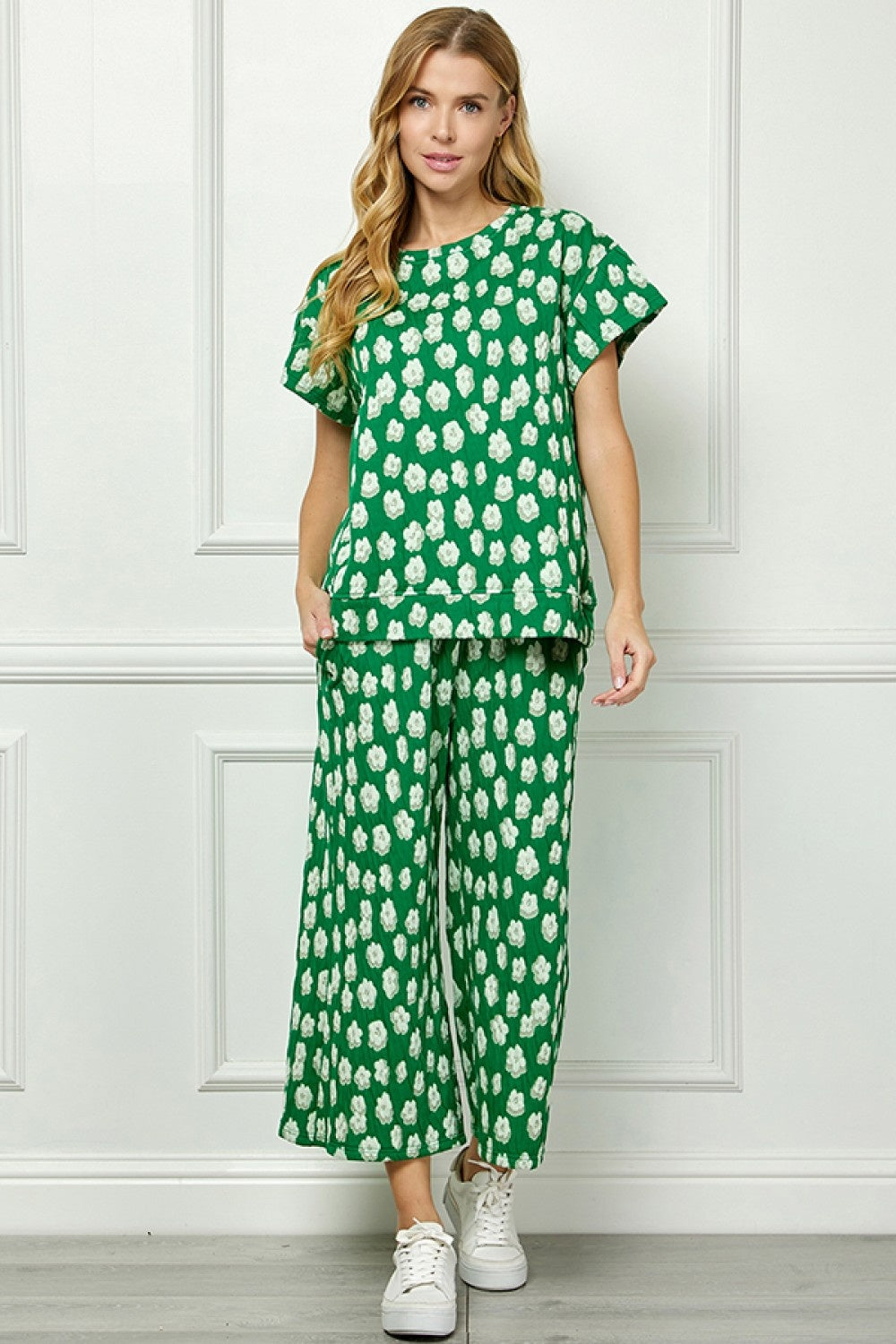 Flower Jacquard Short Sleeve Top — alternate view 4