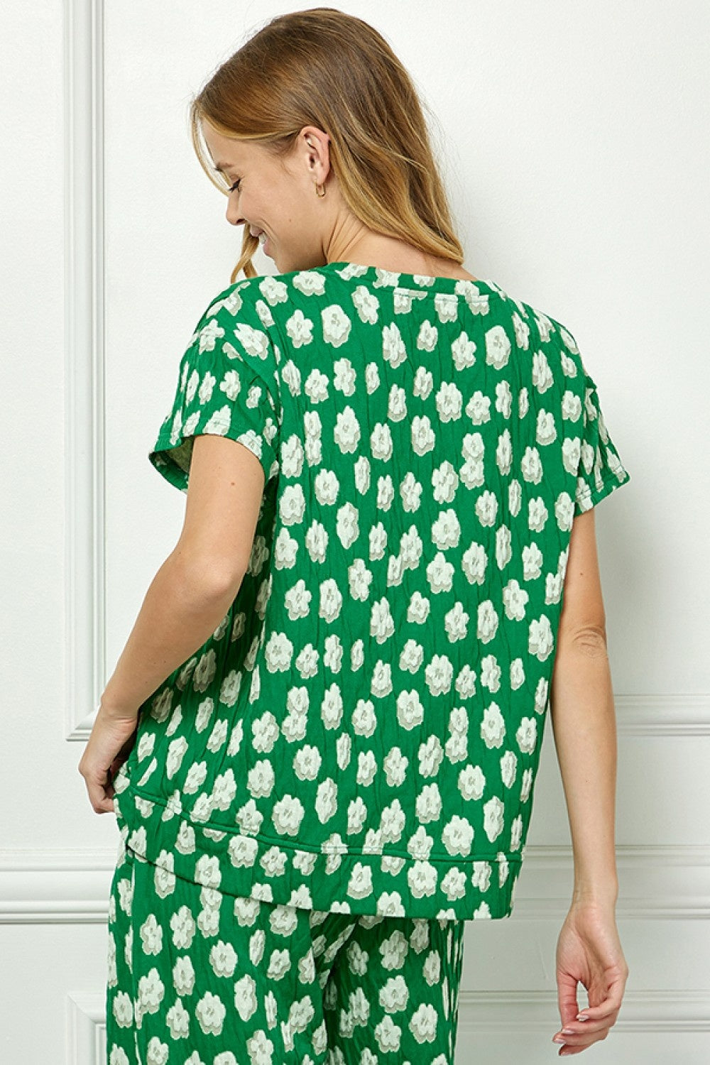 Flower Jacquard Short Sleeve Top — alternate view 2