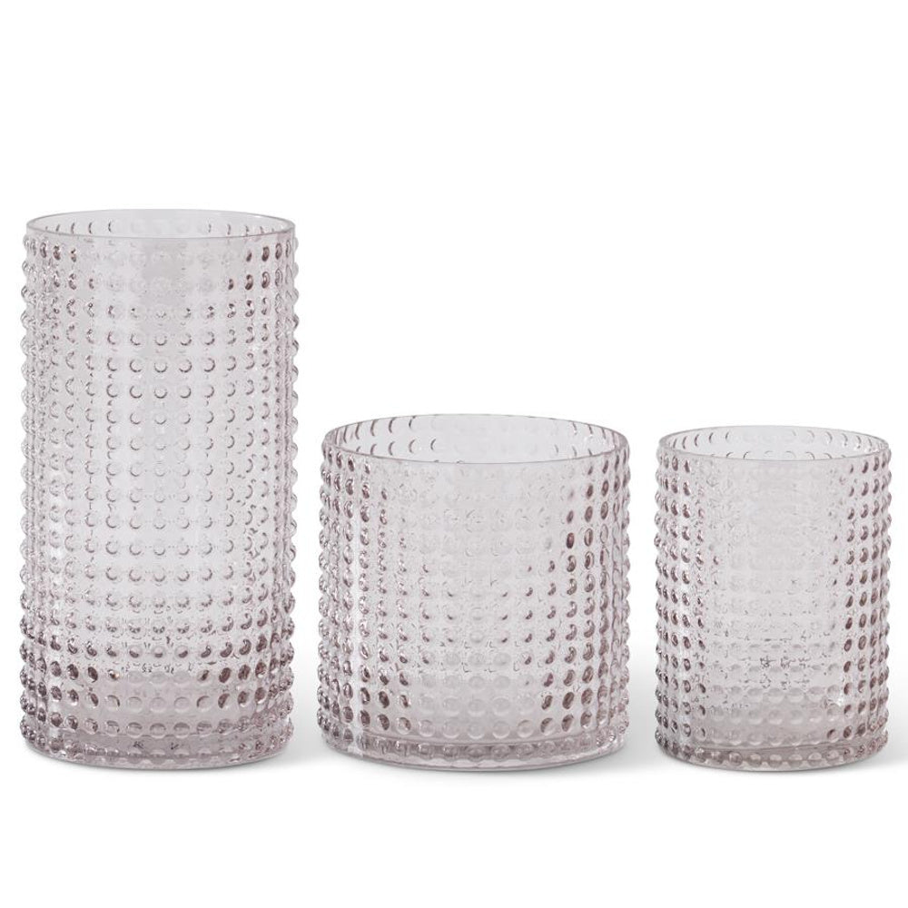 Medium Transparent Pink Raised Dot Glass Vase — alternate view 2