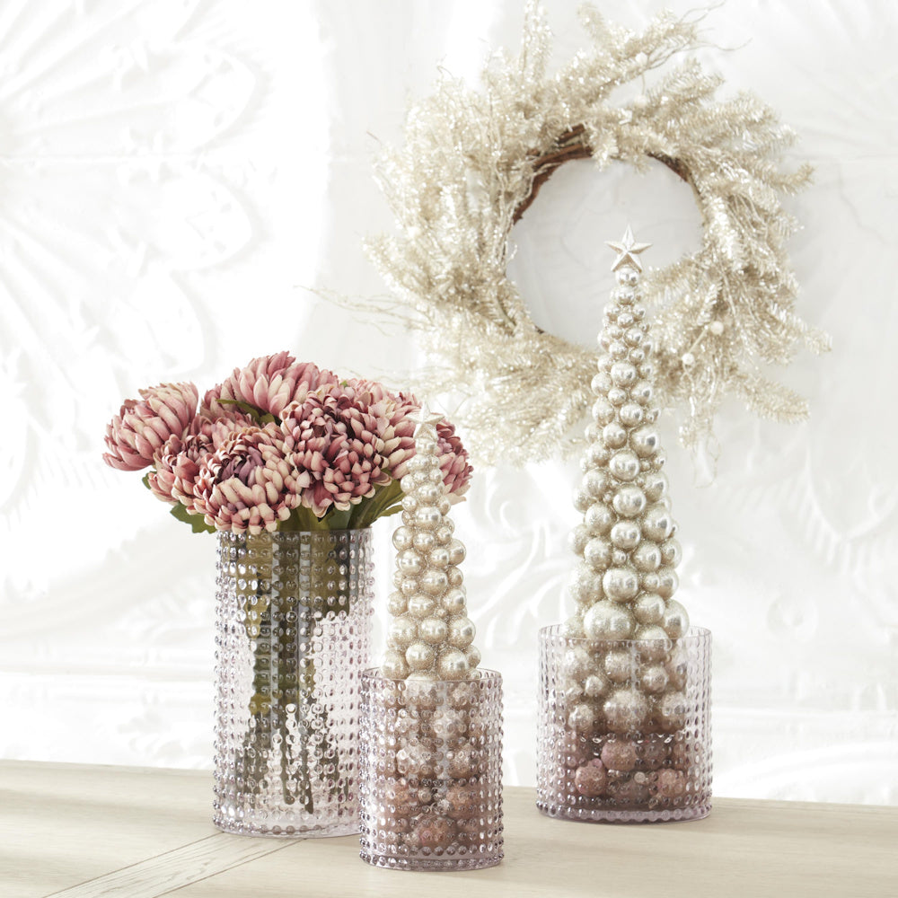 Medium Transparent Pink Raised Dot Glass Vase — alternate view 3