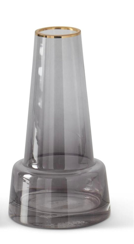Gray Glass Vase With Gold Rim — alternate view 2