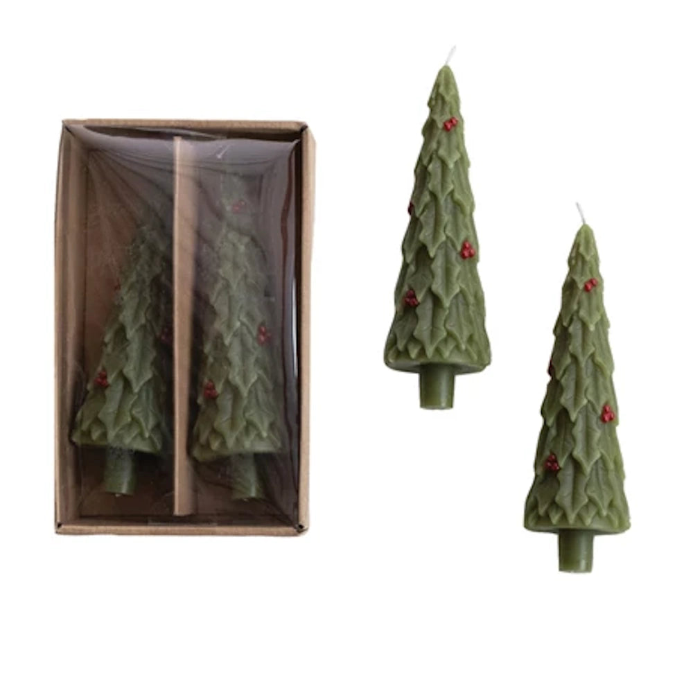 Set of 2 Unscented Tree Shaped Taper Candles — alternate view 2