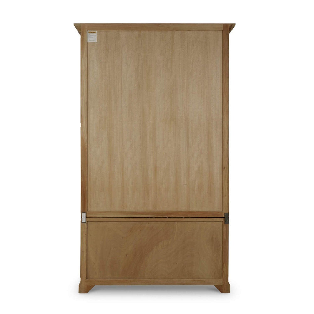 Back view of the Victoria wooden bookcase showing its solid wood rear paneling.
