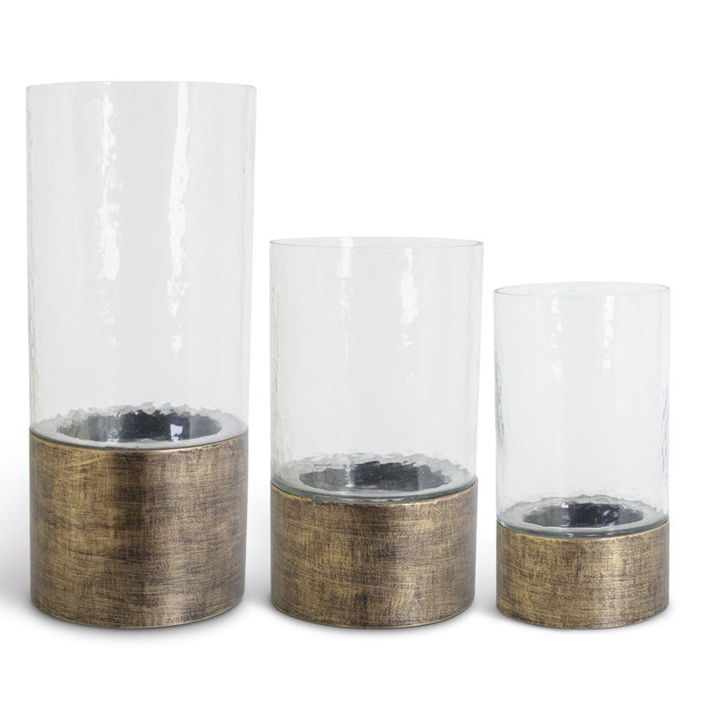 Medium Wavy Glass Hurricanes on Copper Metal Base — alternate view 2