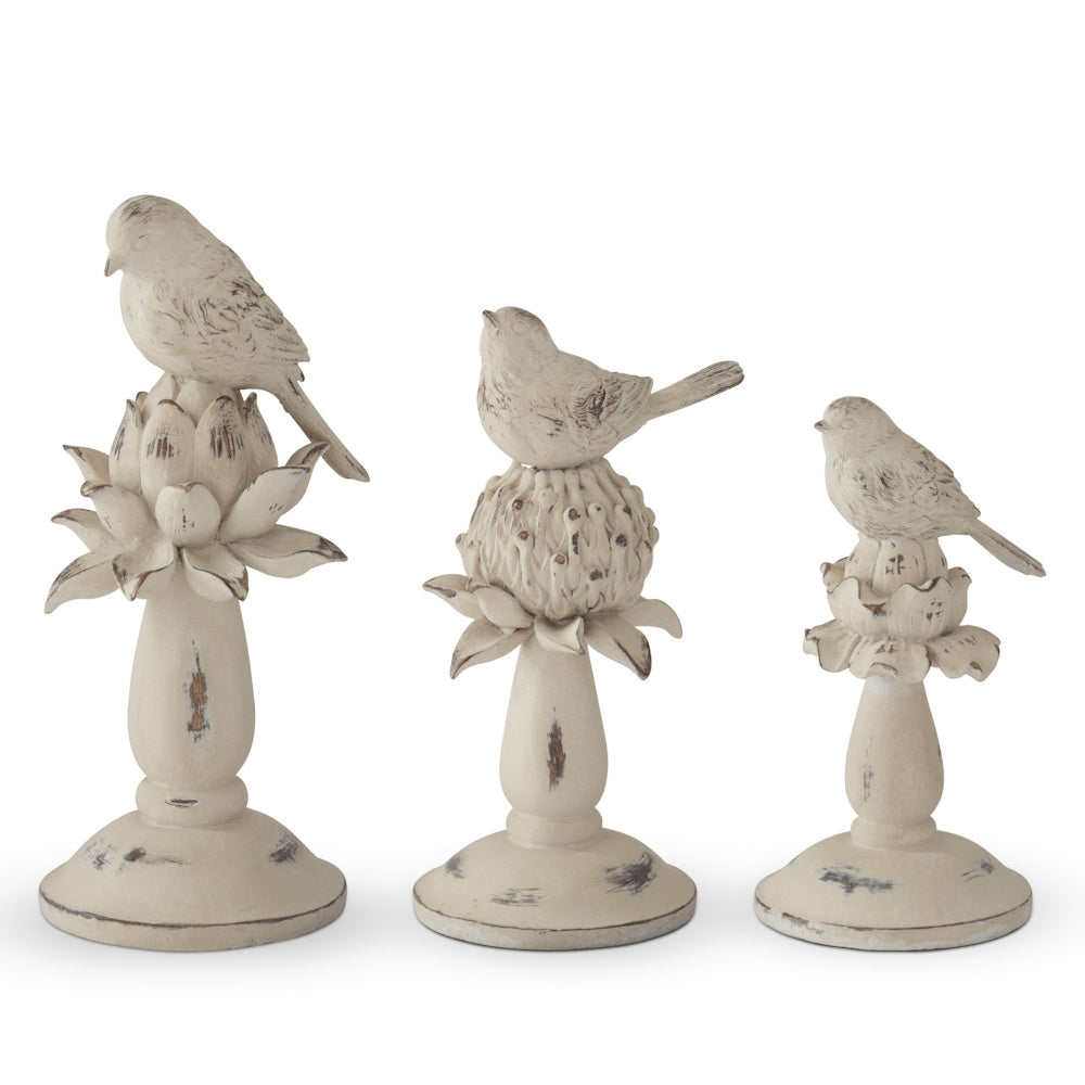 Large Weathered Cream Bird & Artichoke Finial — alternate view 2