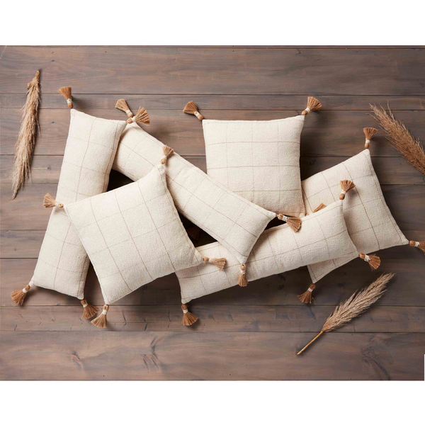 Long Woven Check Pattern Pillow — alternate view 2