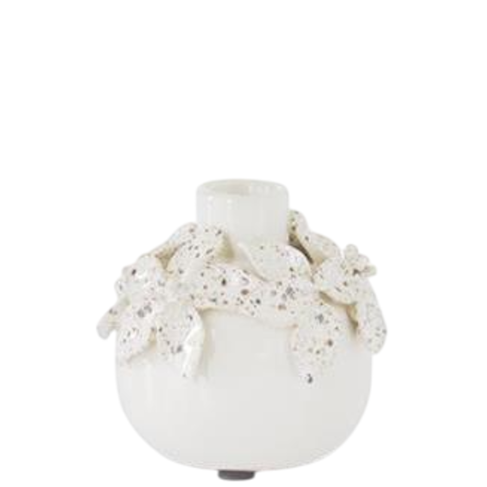 White Ceramic Vases with Raised Flowers — alternate view 4