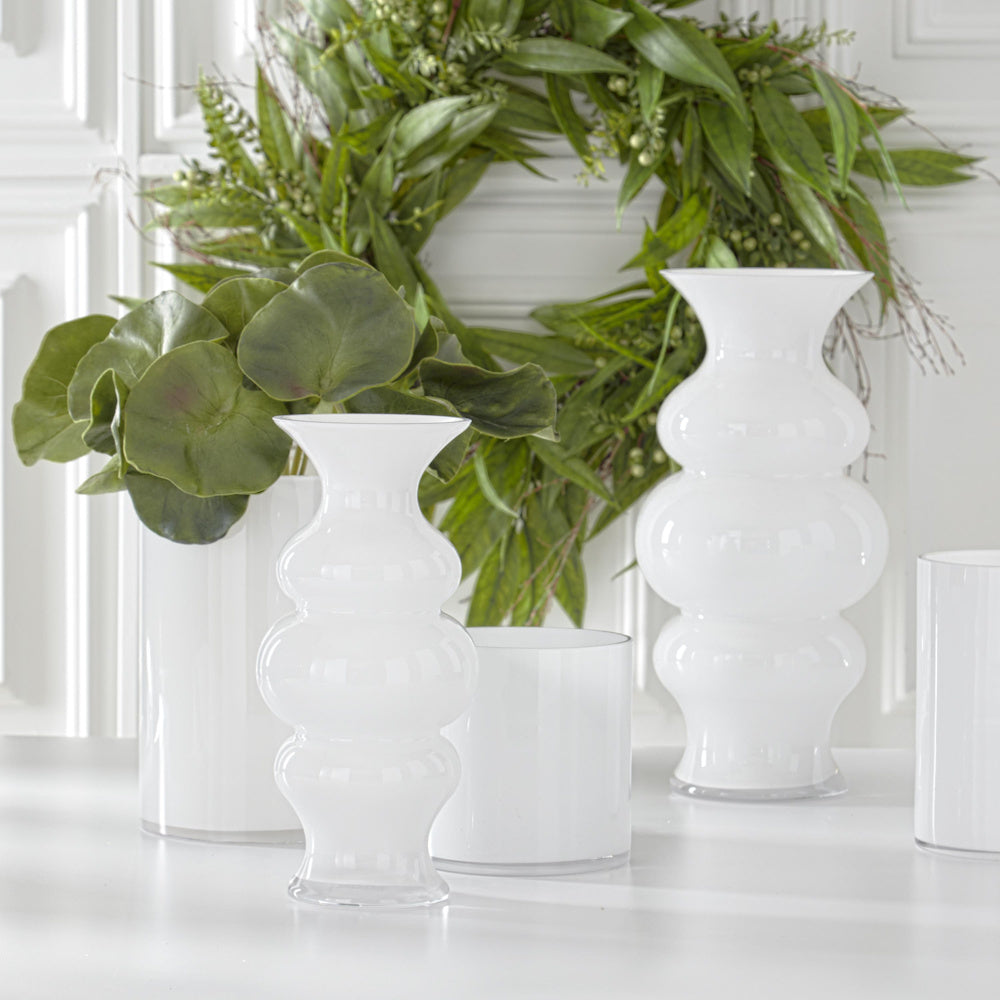 Medium White Glass Cylinder Vase — alternate view 3