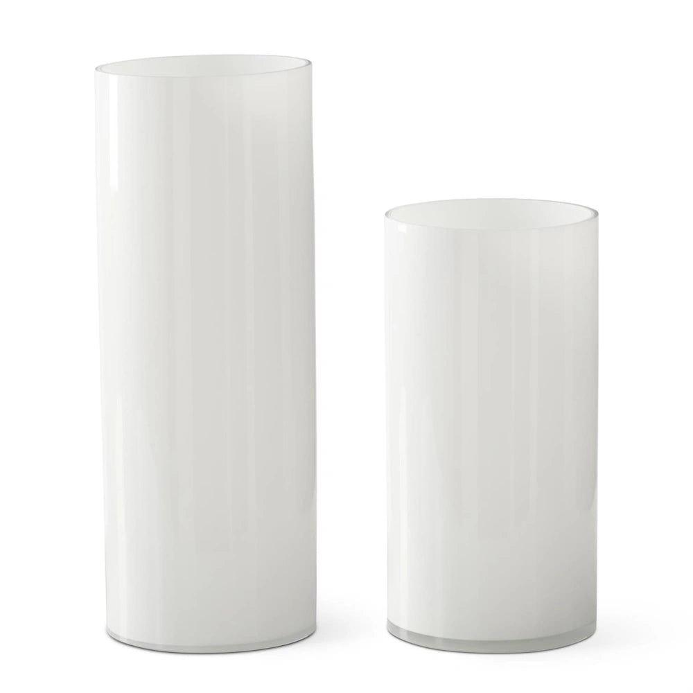 White Glass Cylinder Vases