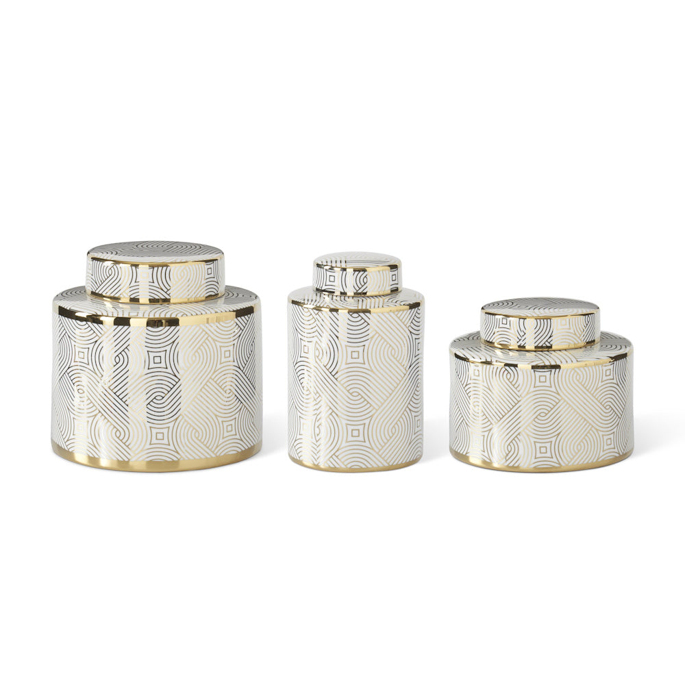 White & Gold Ceramic Ginger Jars