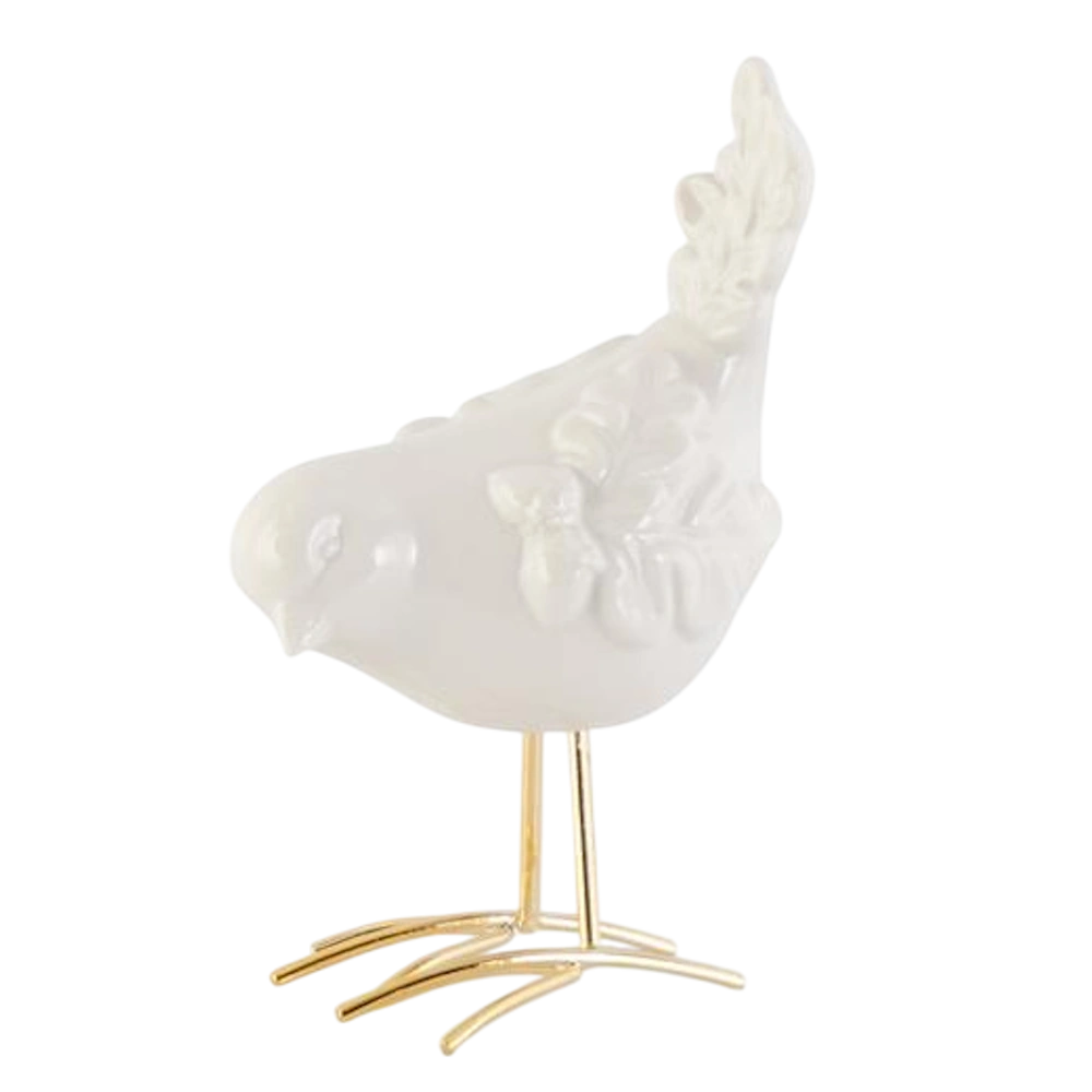 White Porcelain Birds with Gold Legs — alternate view 2