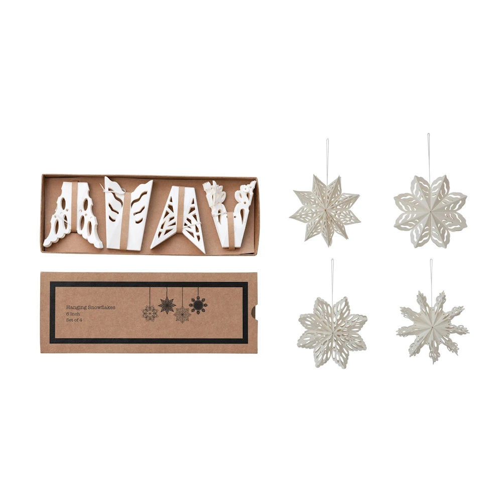White Round Paper Snowflake Ornaments