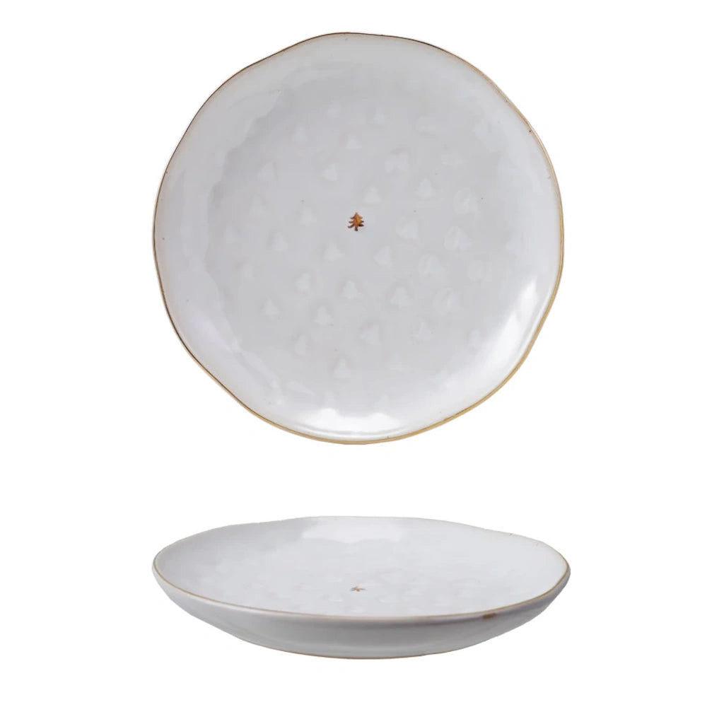 White Stoneware Plate with Trees — alternate view 2