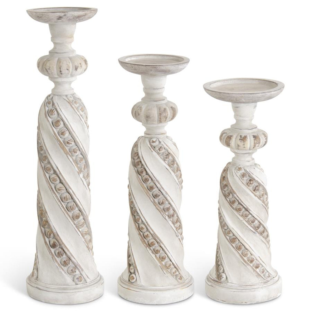 Medium White Wash Resin Dot Embossed Candleholder — alternate view 2